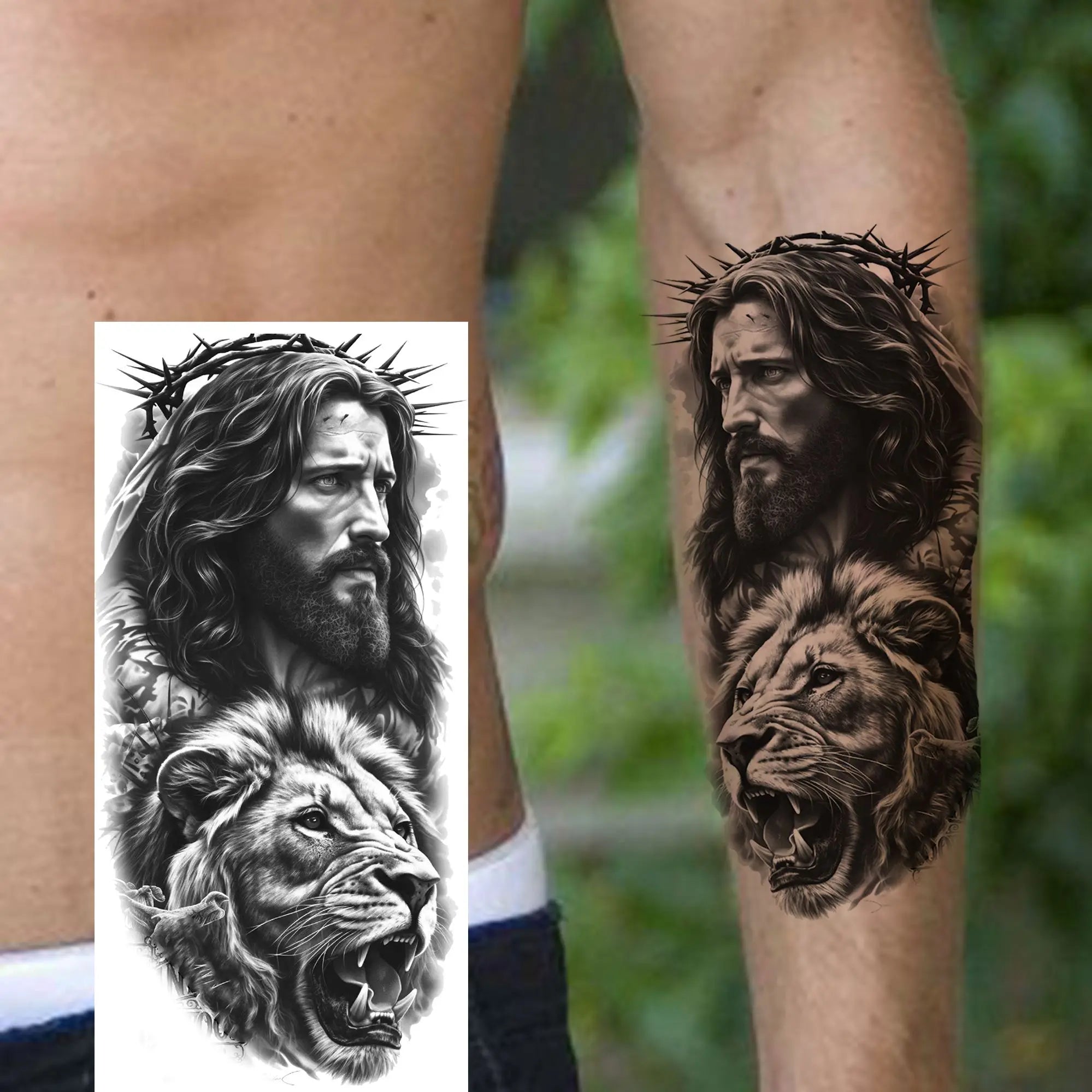 1pc Jesus Pray Cross Temporary Tattoo Stickers – Realistic Christian Fake Tattoos for Arm Chest Leg