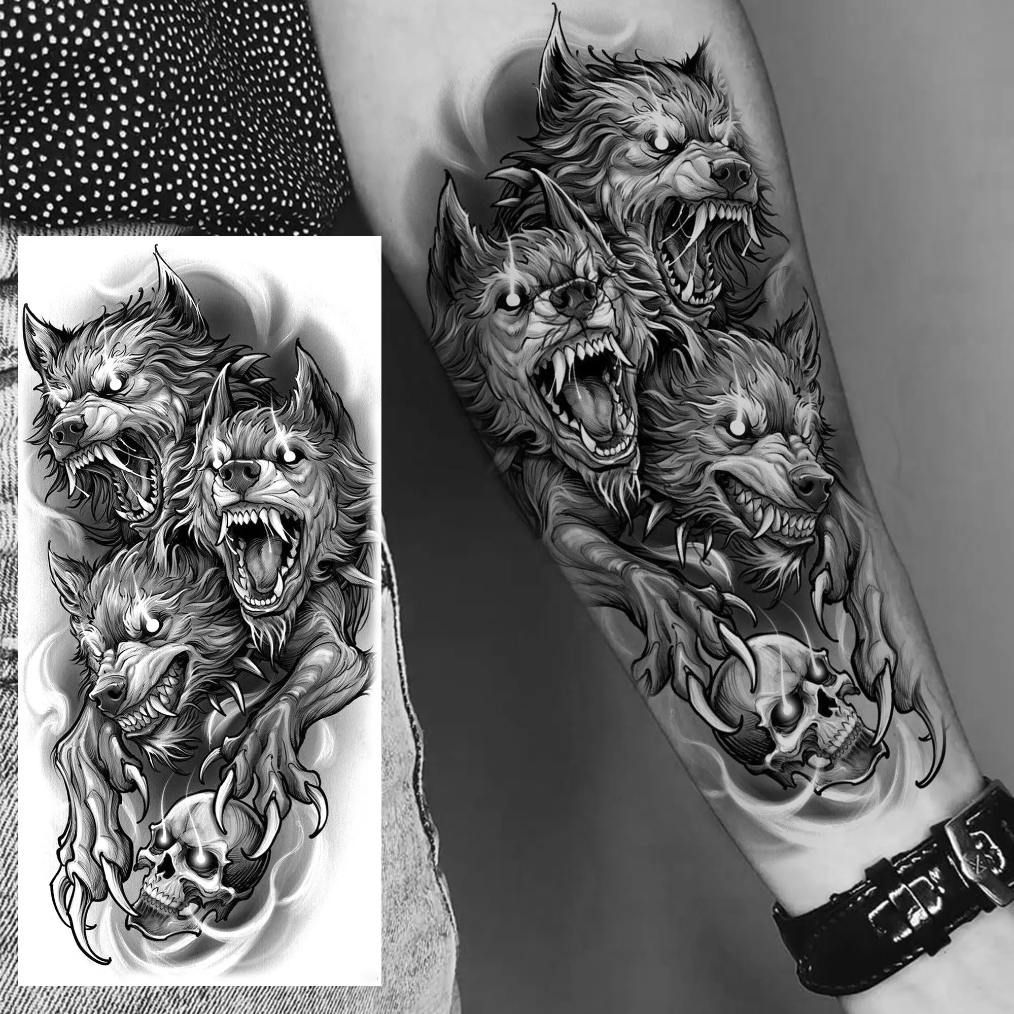 1 Sheet Realistic Beast Tattoo Stickers – Bear, Tiger, Wolf, Owl Waterproof Temporary Sleeve Tattoo for Arm and Leg