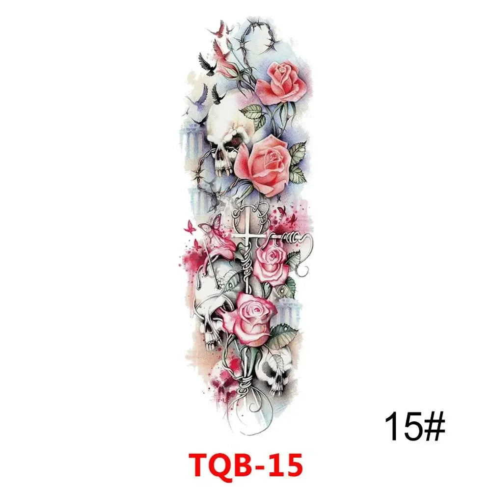 Full Arm Skull Tattoo Sticker – Waterproof 15-Day Semi-Permanent Tattoo for Men & Women