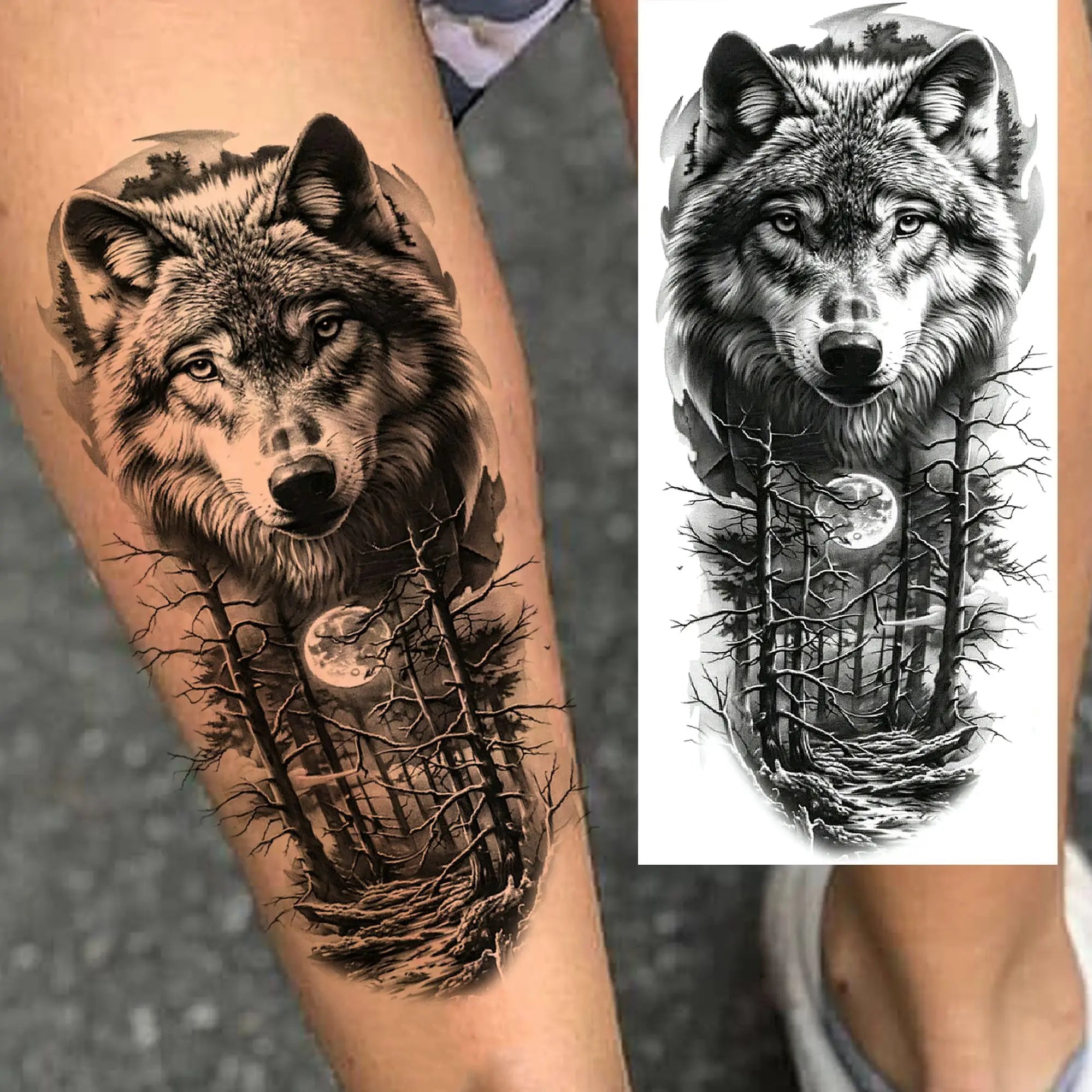 1 Sheet Lion Tiger Wolf Skull Ship Temporary Tattoo Sticker – Waterproof Realistic Body Art for Arm and Chest