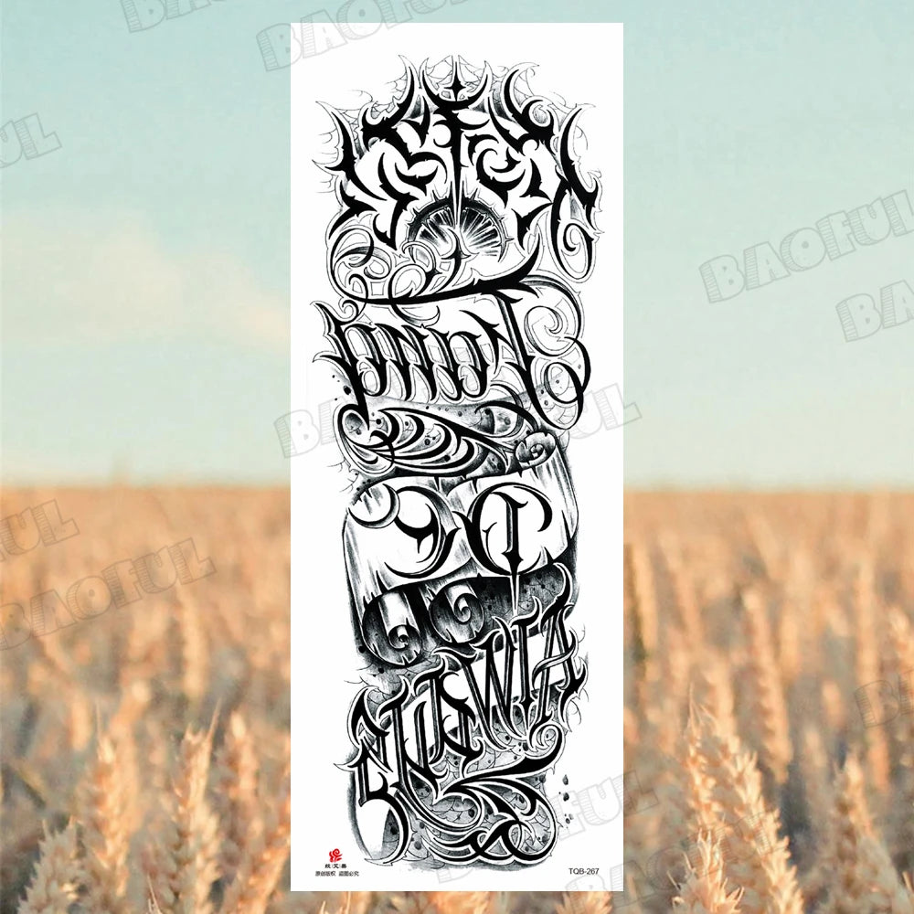 1 Sheet Wolf Lion Maori Flower Arm Sleeve Temporary Tattoo Sticker – Realistic Waterproof Fake Tattoos for Body