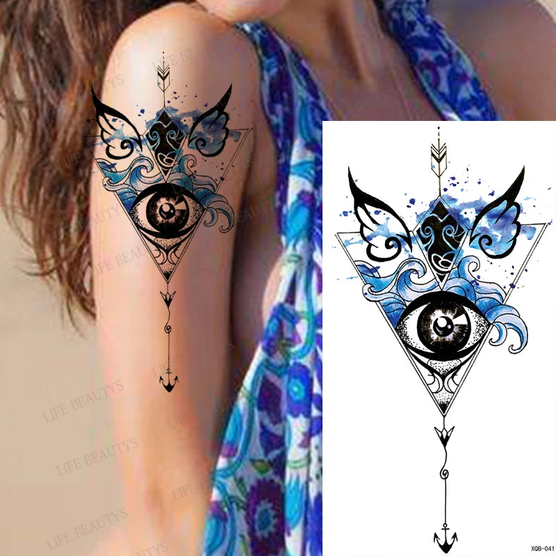 Snake Rose Wolf Temporary Tattoo – Waterproof Flower Fake Tattoo Sticker for Arm & Body Art