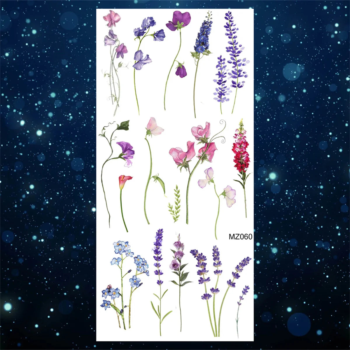 2pcs Watercolor Peony Rose Butterfly Temporary Tattoo Stickers