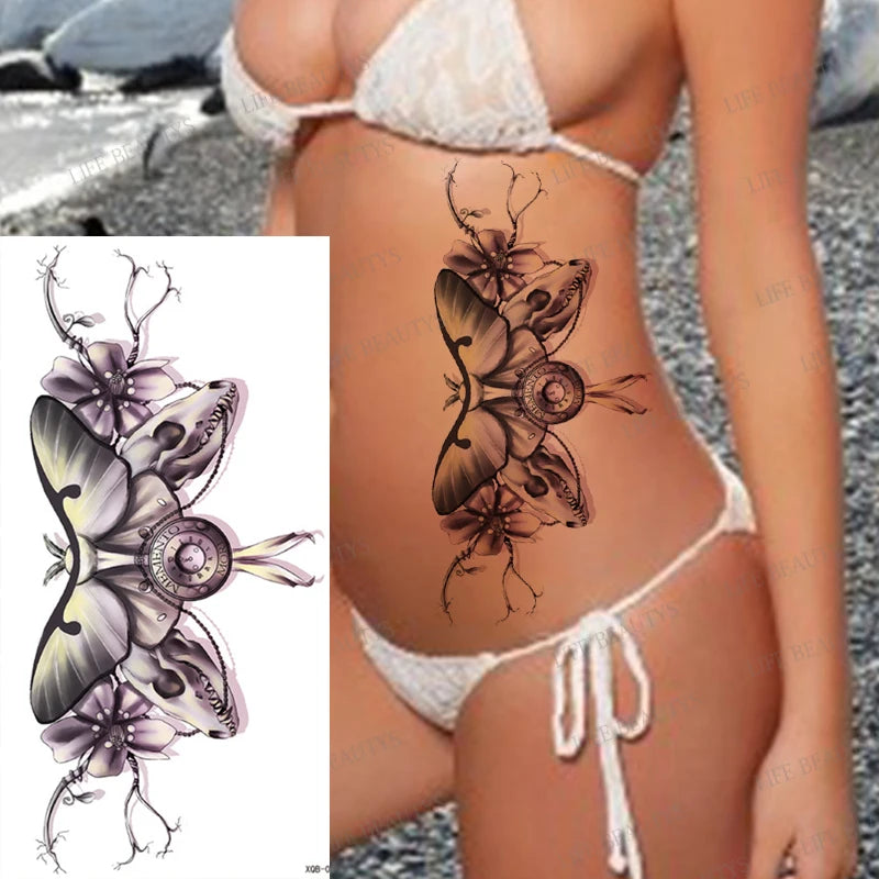 Snake Rose Wolf Temporary Tattoo – Waterproof Flower Fake Tattoo Sticker for Arm & Body Art