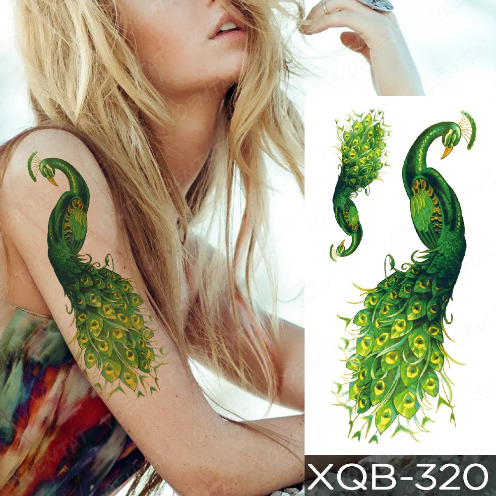 Rose & Snake Tattoo Set – Waterproof Temporary Body Art Stickers (Lace, Flower, Tiger, Dragon)