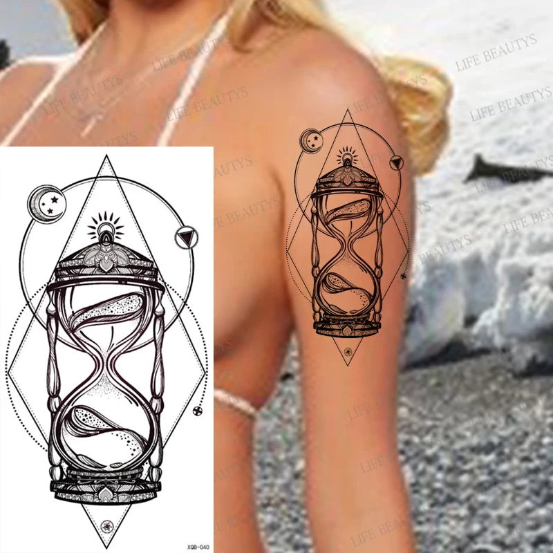 Snake Rose Wolf Temporary Tattoo – Waterproof Flower Fake Tattoo Sticker for Arm & Body Art