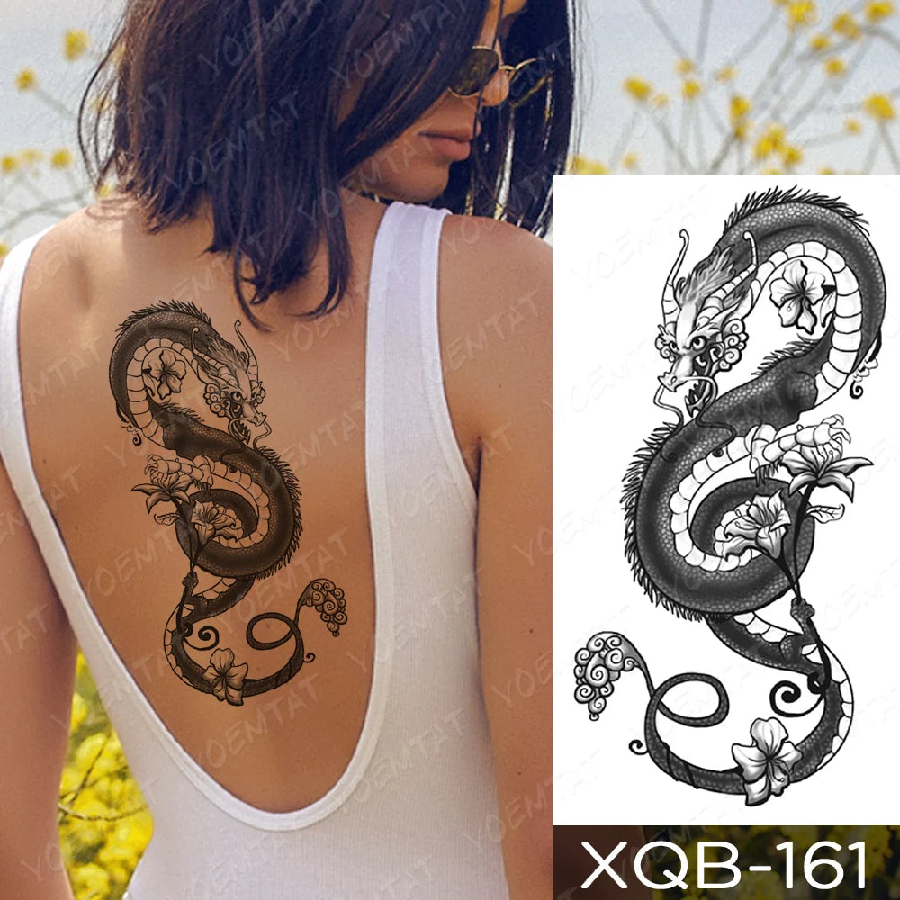 Rose & Snake Tattoo Set – Waterproof Temporary Body Art Stickers (Lace, Flower, Tiger, Dragon)