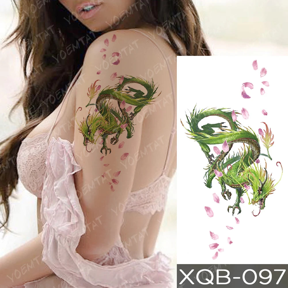 Rose & Snake Tattoo Set – Waterproof Temporary Body Art Stickers (Lace, Flower, Tiger, Dragon)