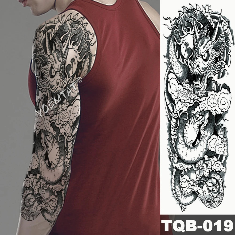 Inkly FullSleeveX – Skull Clock Tiger Wolf Arm Tattoo Set (40+ Designs)