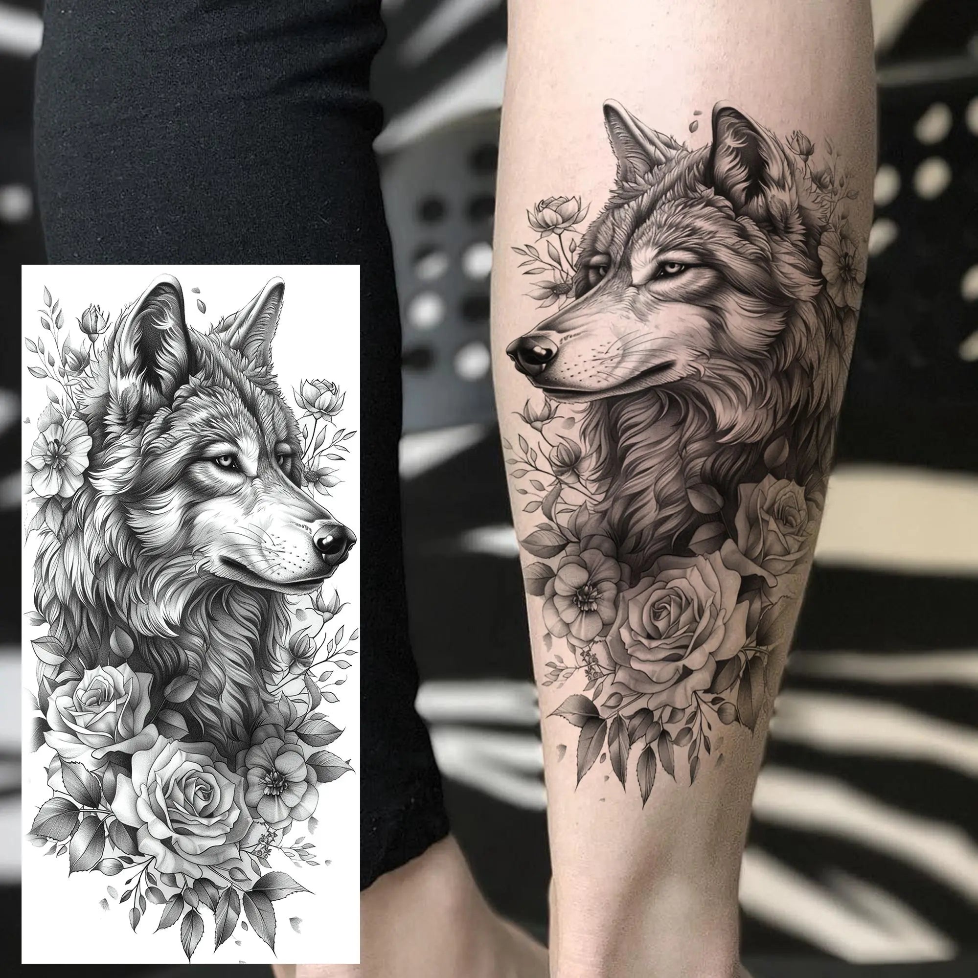 3D Rose Butterfly Temporary Tattoo – Waterproof Phoenix Flower Fake Tattoo Sticker