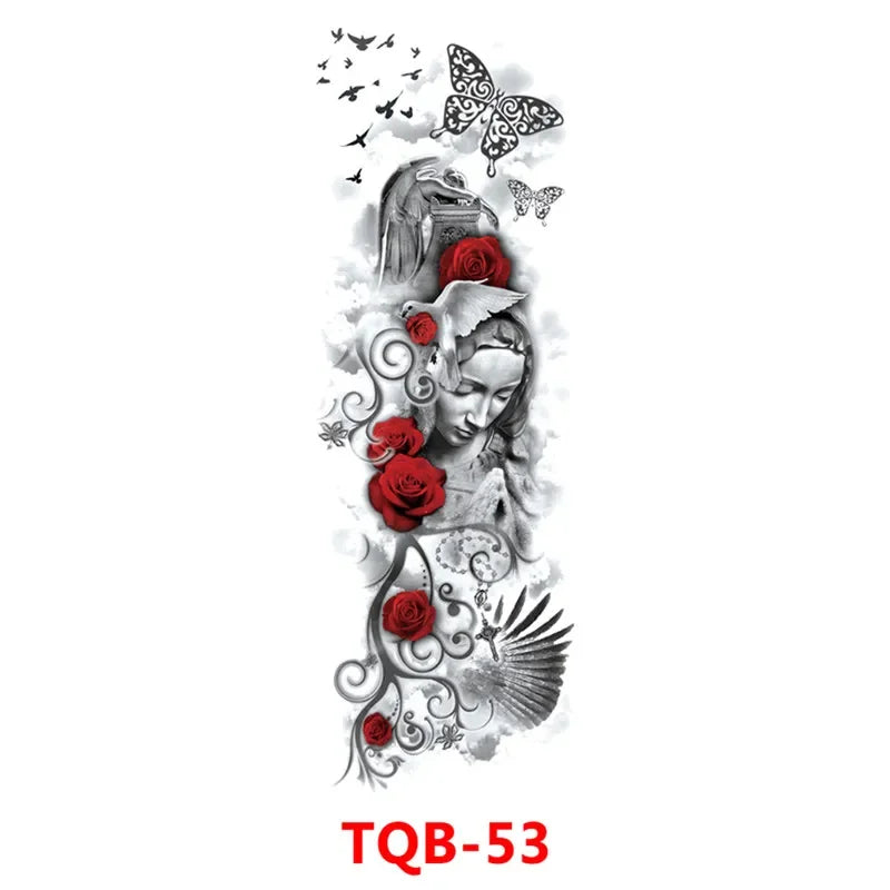 Full Arm Skull Tattoo Sticker – Waterproof 15-Day Semi-Permanent Tattoo for Men & Women