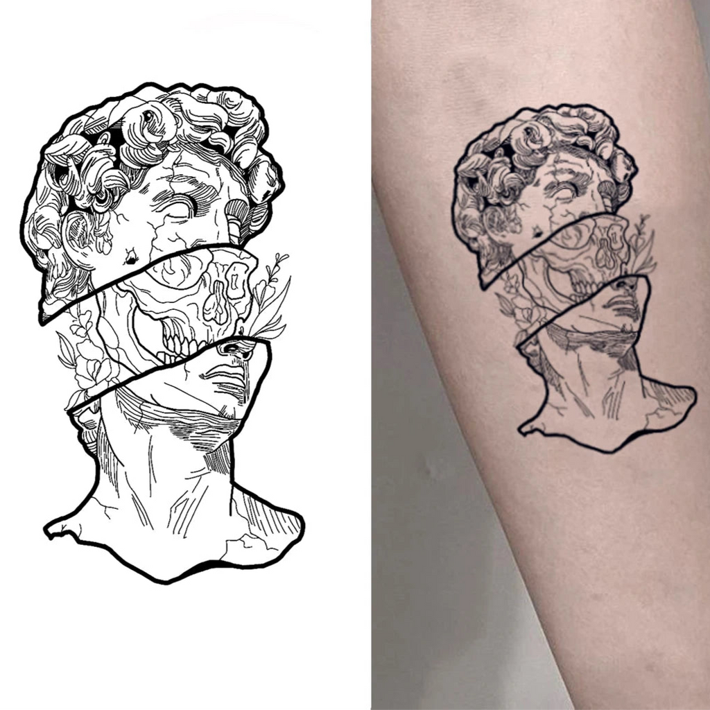 Muse Tattoo – Floral Statue Design (1PC)