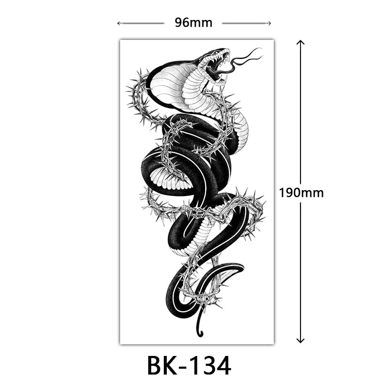 Black Floral Temporary Tattoo Stickers – Waterproof Fake Flower Tattoos for Hand, Arm, Body