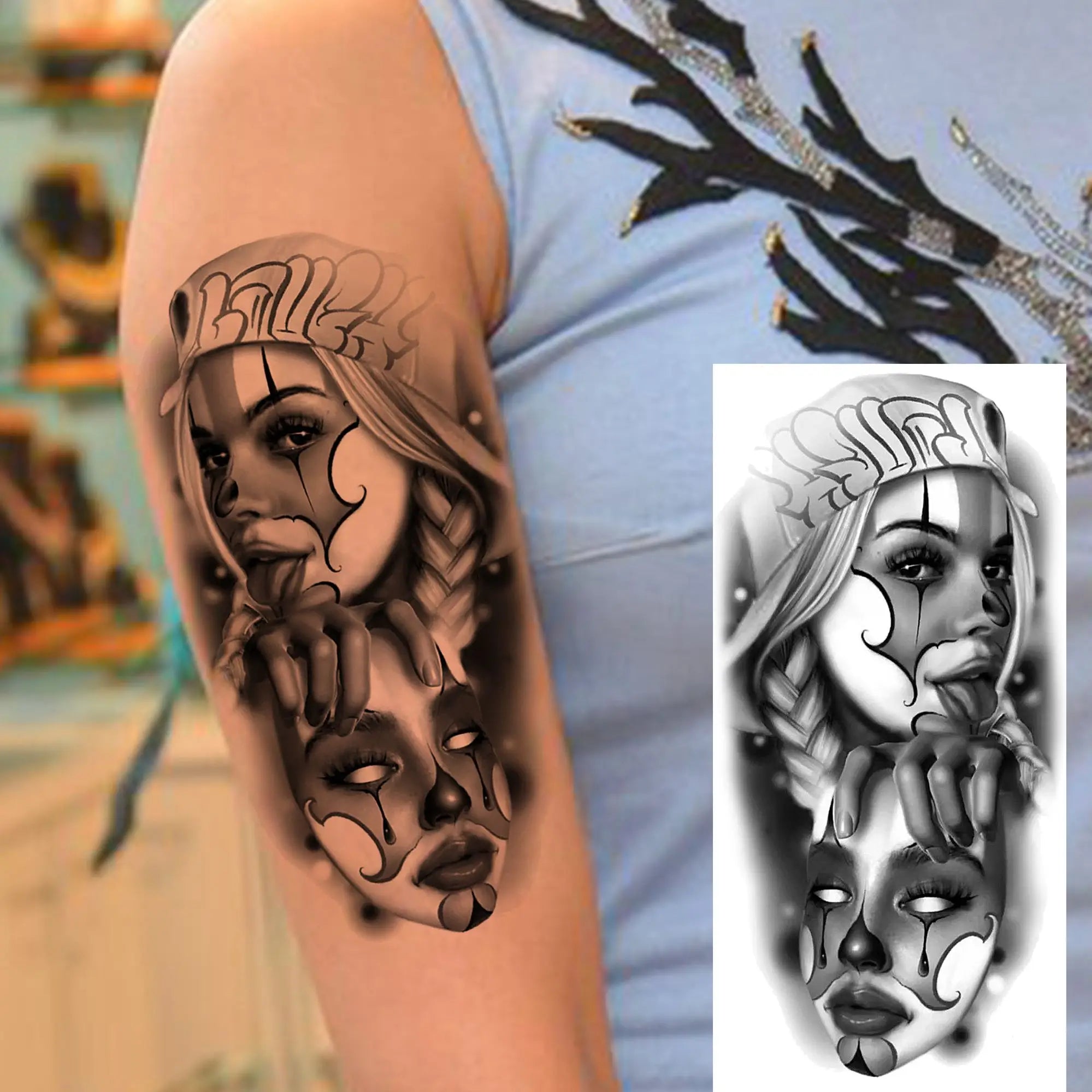 DarkMuse – Joker Mask Women Tattoo (1 Sheet)