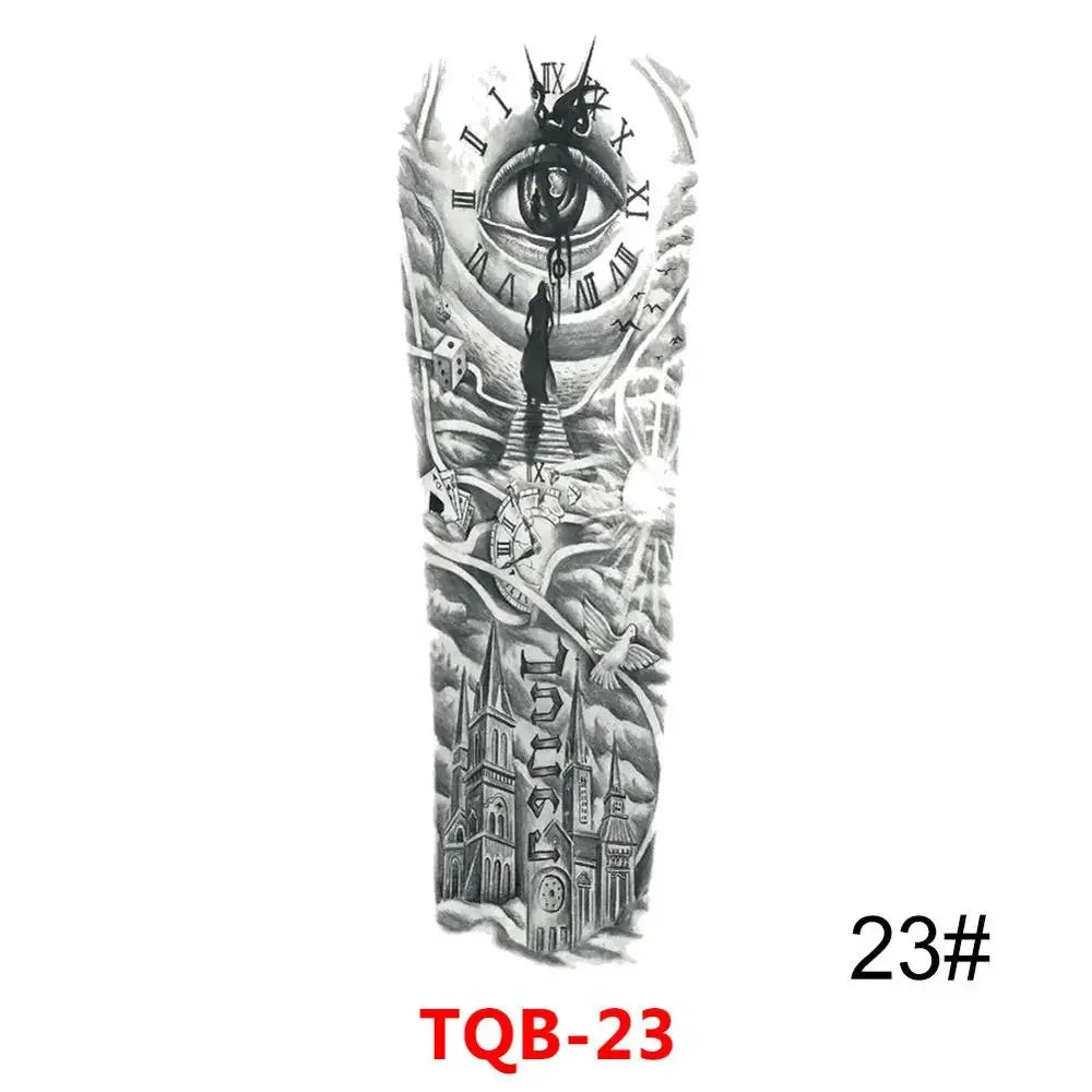 Full Arm Skull Tattoo Sticker – Waterproof 15-Day Semi-Permanent Tattoo for Men & Women