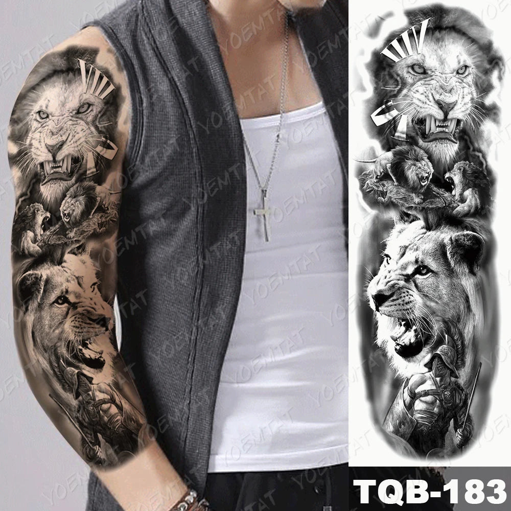 Inkly ArmMaster – Full Sleeve Skull Dragon Tattoo (1PC)