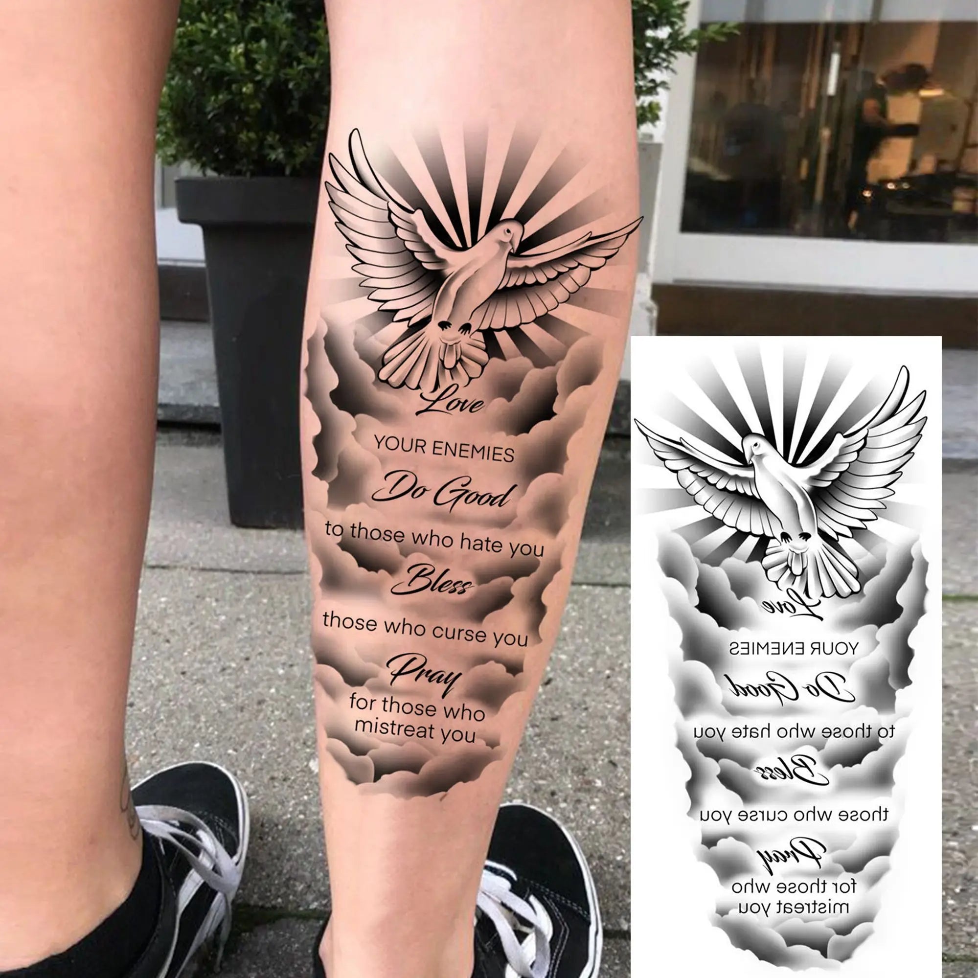 1pc Black Jesus Mary Cross Temporary Tattoo Stickers – Realistic Christian Prayer Tattoo Waterproof