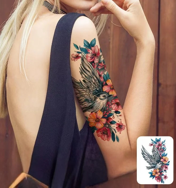 Butterfly Rose Eagle Tattoo Sticker – 1pc Colorful Waterproof Temporary Tattoo