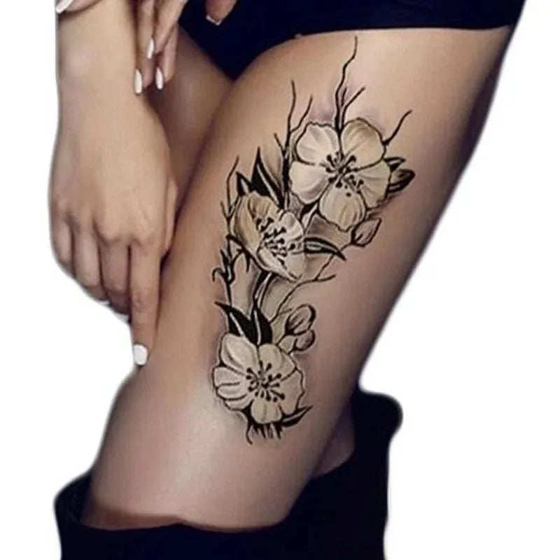 Plum Blossom Tattoo Set – 5 Sheets Waterproof Color Sketch Temporary Stickers for Women