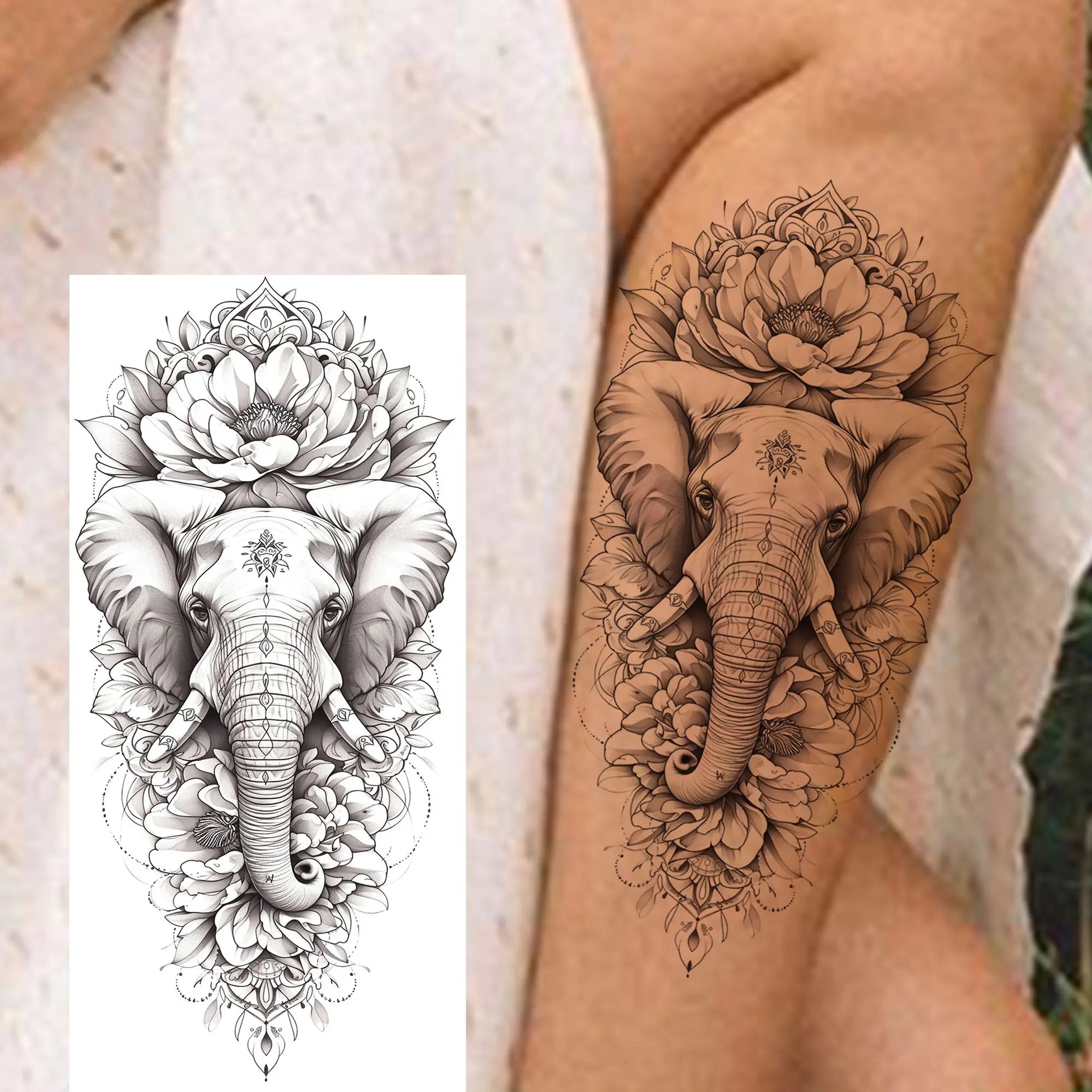 3D Rose Butterfly Temporary Tattoo – Waterproof Phoenix Flower Fake Tattoo Sticker