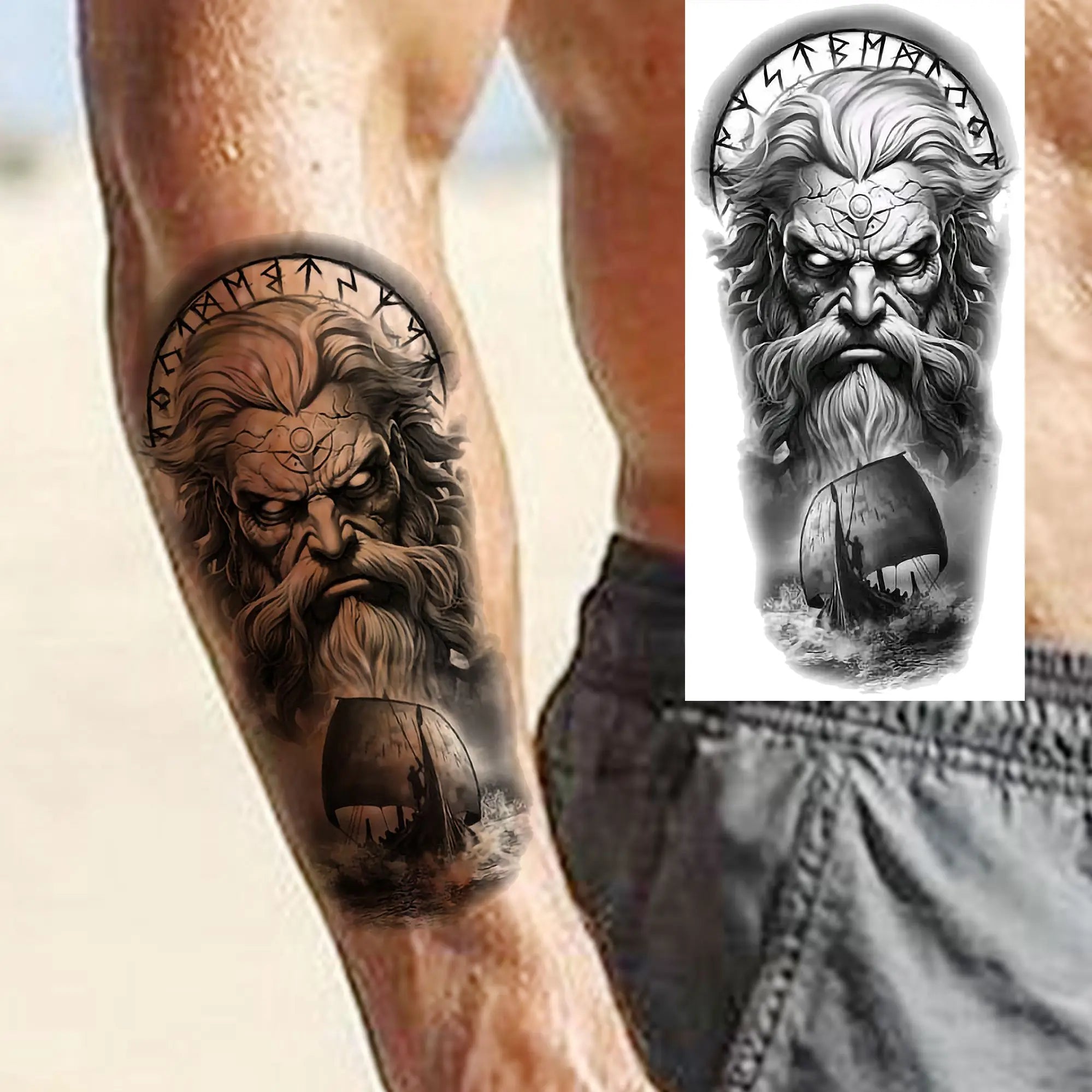 1 Sheet Lion Tiger Wolf Skull Ship Temporary Tattoo Sticker – Waterproof Realistic Body Art for Arm and Chest