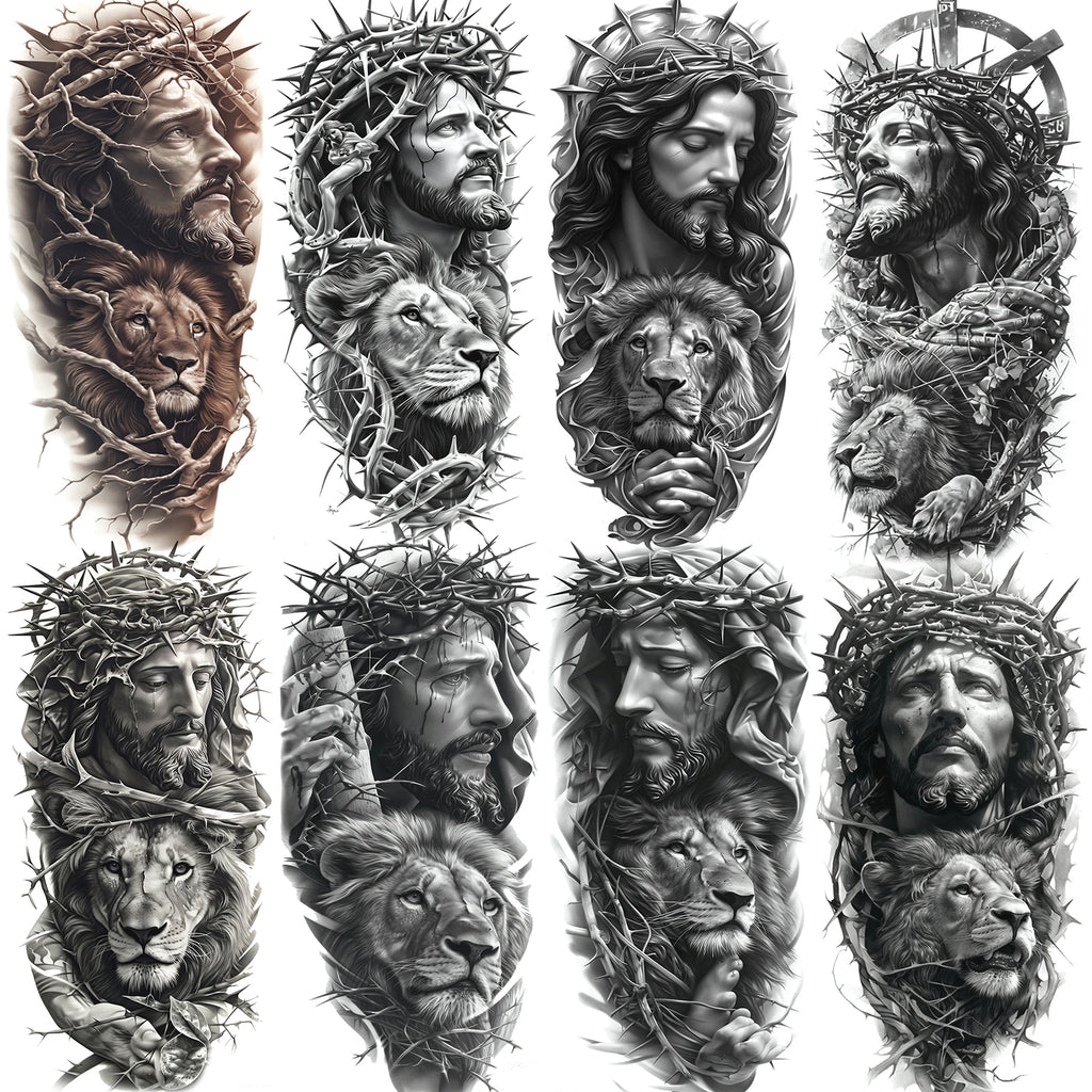 1 Sheet Jesus Thorn Crown Temporary Tattoo Sticker – Waterproof Realistic Fake Tattoos for Arm Chest Shoulder