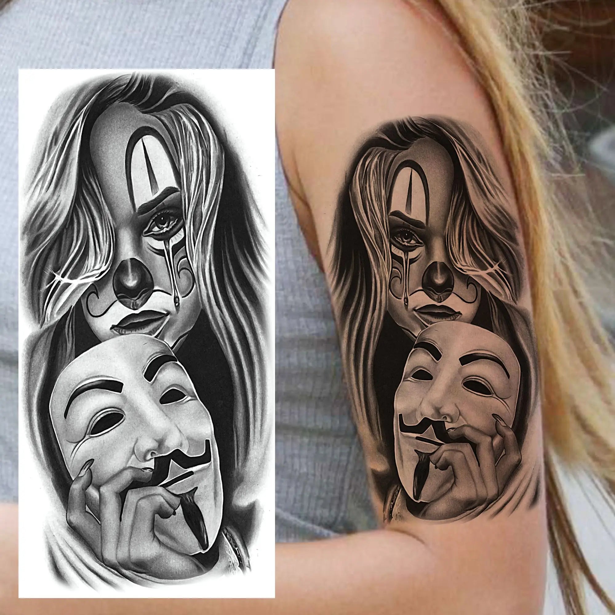 DarkMuse – Joker Mask Women Tattoo (1 Sheet)