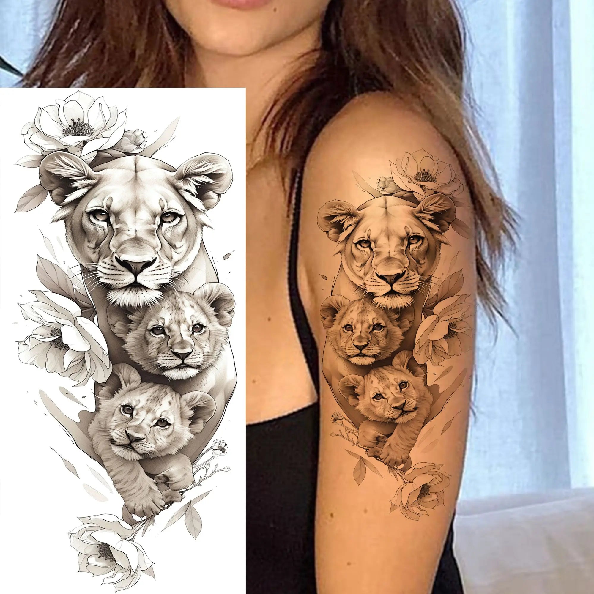 3D Rose Butterfly Temporary Tattoo – Waterproof Phoenix Flower Fake Tattoo Sticker