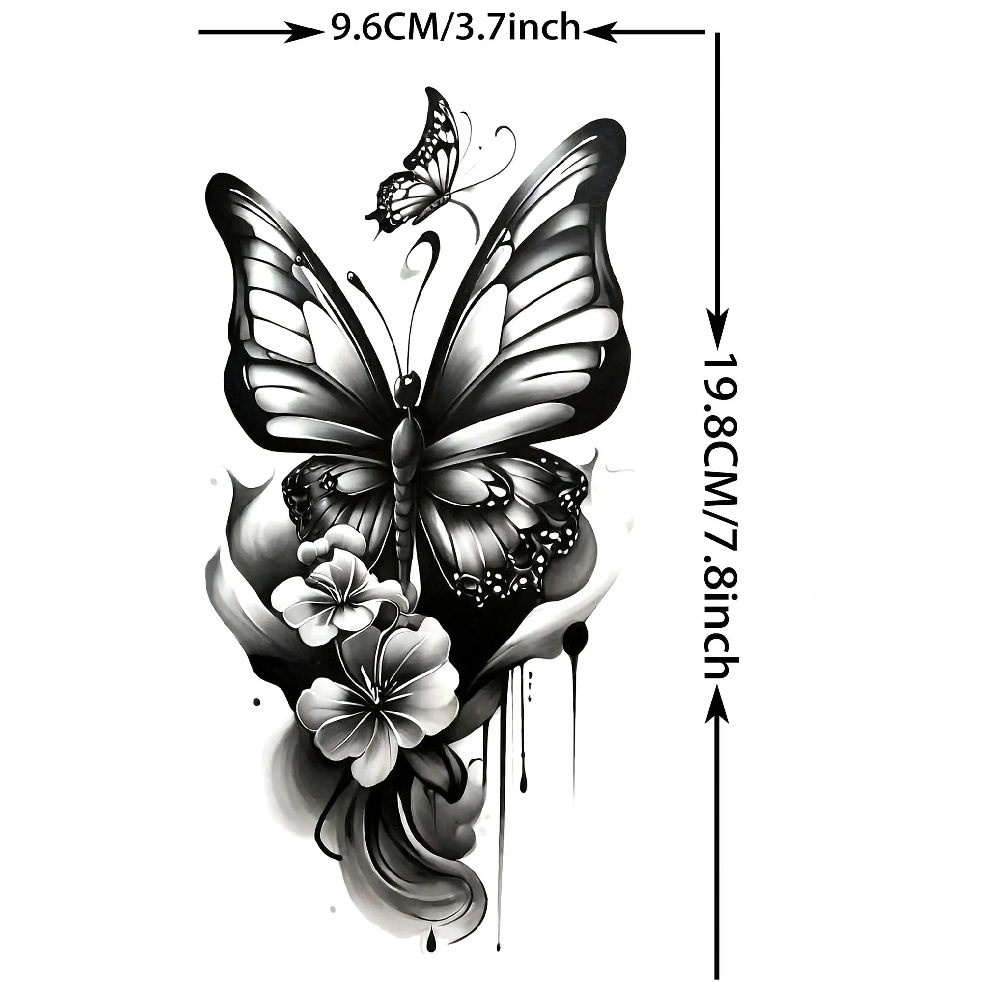 1 Sheet Phoenix Butterfly Flower Temporary Tattoo Sticker – Waterproof Realistic Fake Tattoos for Arm Back Waist