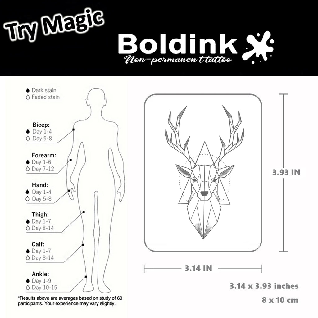 GeoStag – Geometric Deer Tattoo (1 Sheet)