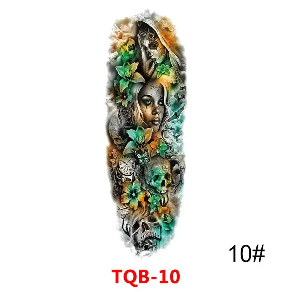 Full Arm Skull Tattoo Sticker – Waterproof 15-Day Semi-Permanent Tattoo for Men & Women