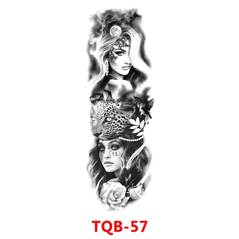 Full Arm Skull Tattoo Sticker – Waterproof 15-Day Semi-Permanent Tattoo for Men & Women