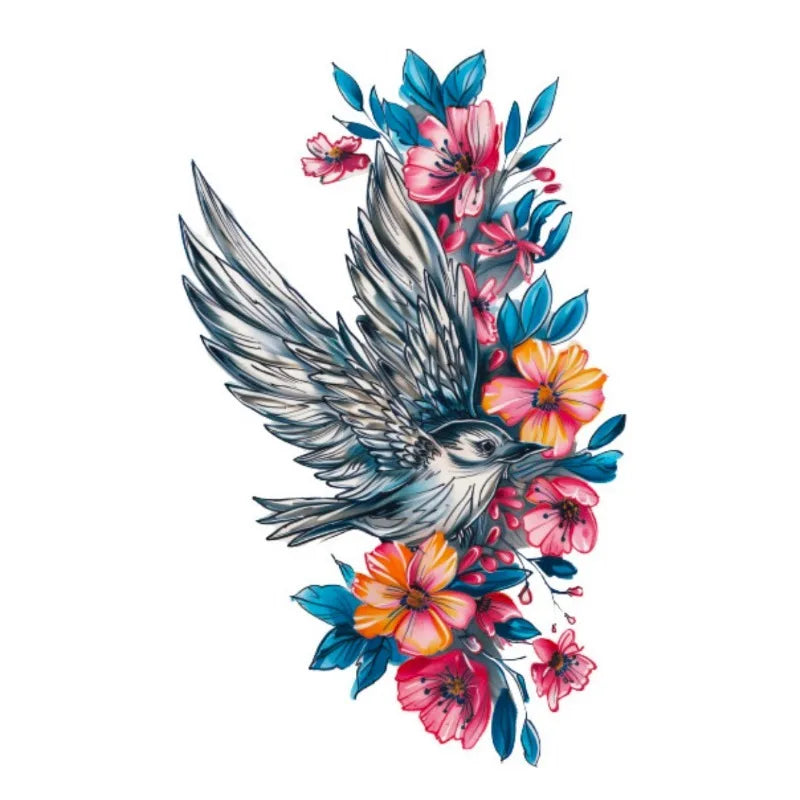Butterfly Rose Eagle Tattoo Sticker – 1pc Colorful Waterproof Temporary Tattoo