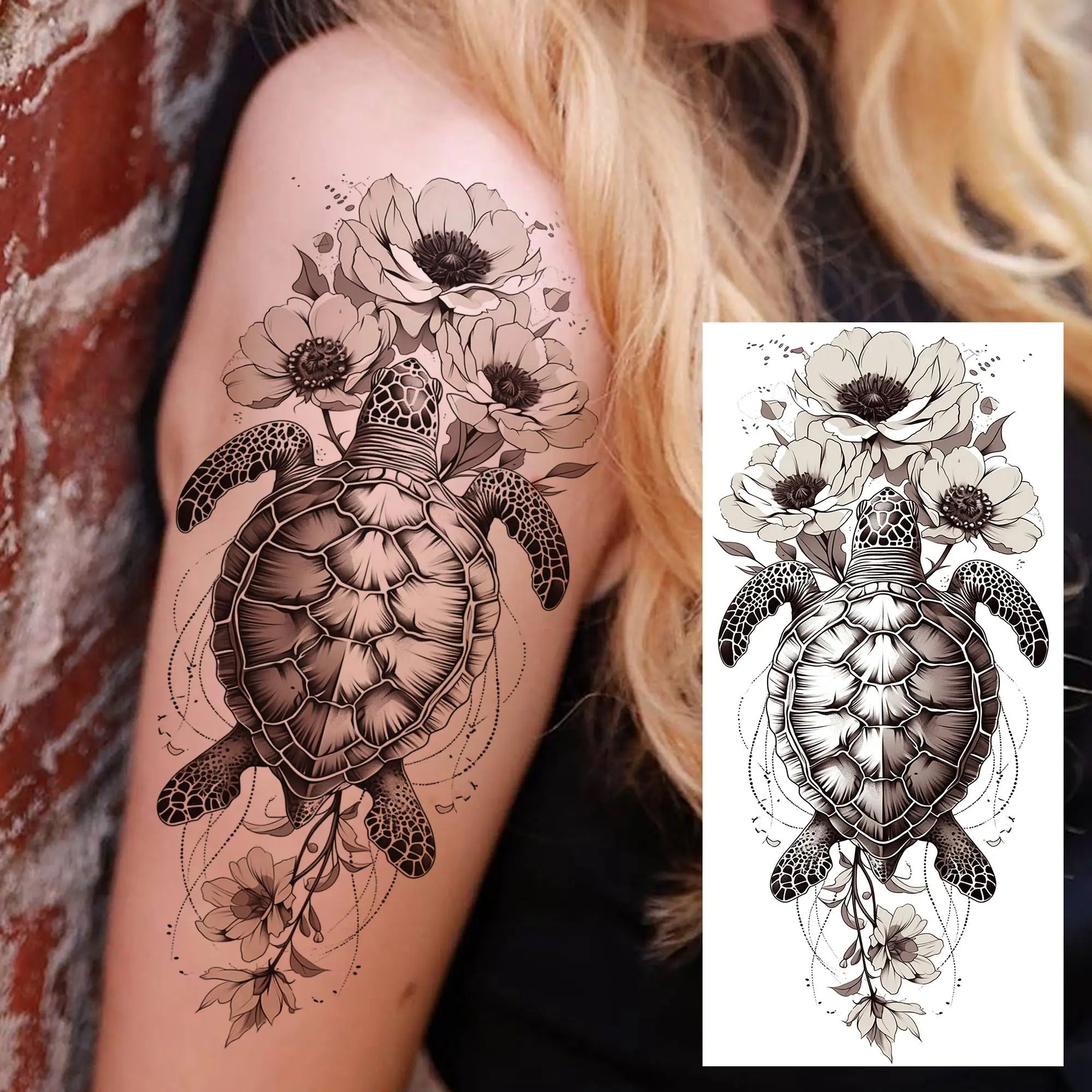 3D Rose Butterfly Temporary Tattoo – Waterproof Phoenix Flower Fake Tattoo Sticker