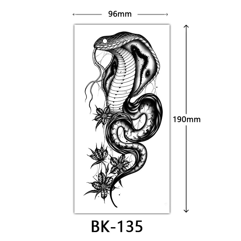 Black Floral Temporary Tattoo Stickers – Waterproof Fake Flower Tattoos for Hand, Arm, Body