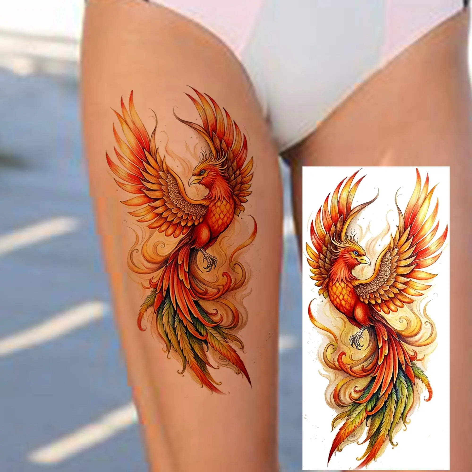 3D Rose Butterfly Temporary Tattoo – Waterproof Phoenix Flower Fake Tattoo Sticker