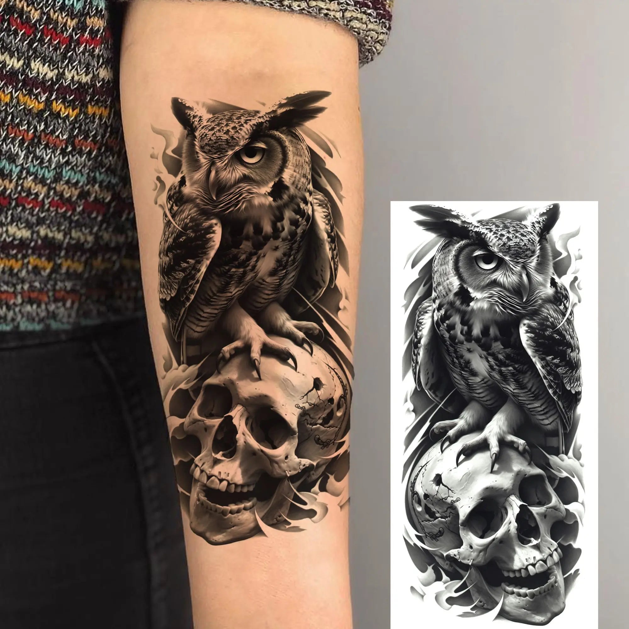 1 Sheet Realistic Beast Tattoo Stickers – Bear, Tiger, Wolf, Owl Waterproof Temporary Sleeve Tattoo for Arm and Leg