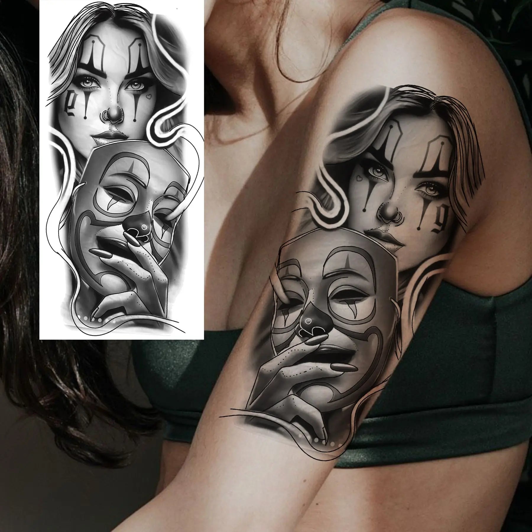 DarkMuse – Joker Mask Women Tattoo (1 Sheet)