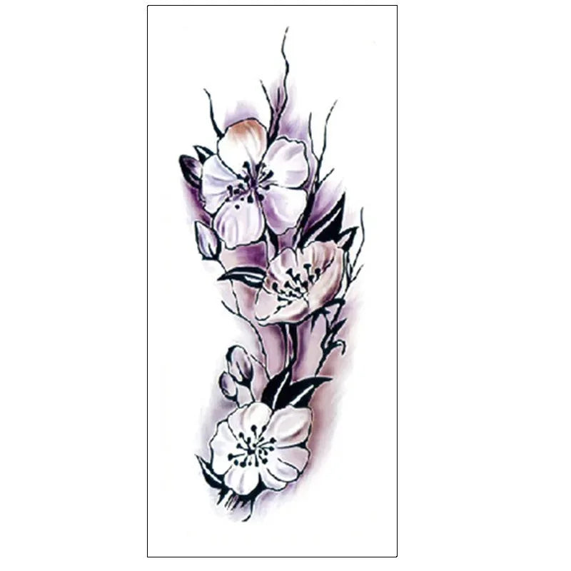 Plum Blossom Tattoo Set – 5 Sheets Waterproof Color Sketch Temporary Stickers for Women