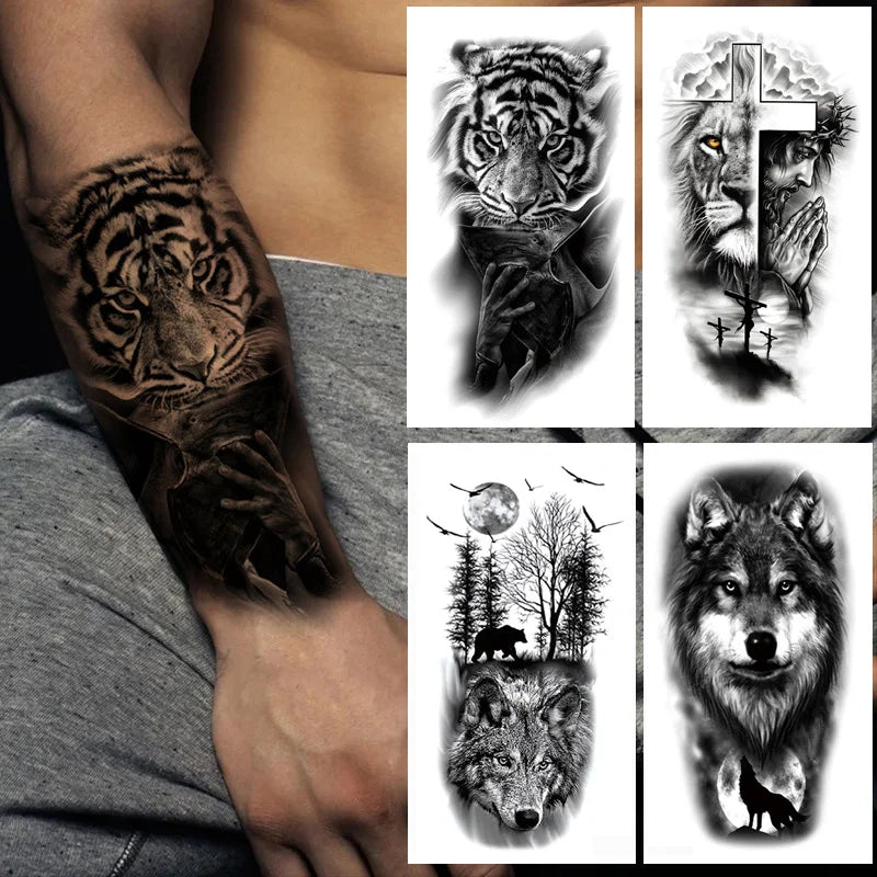 WildInk – Animal Tattoo Set (Lion, Tiger, Wolf, Bear)