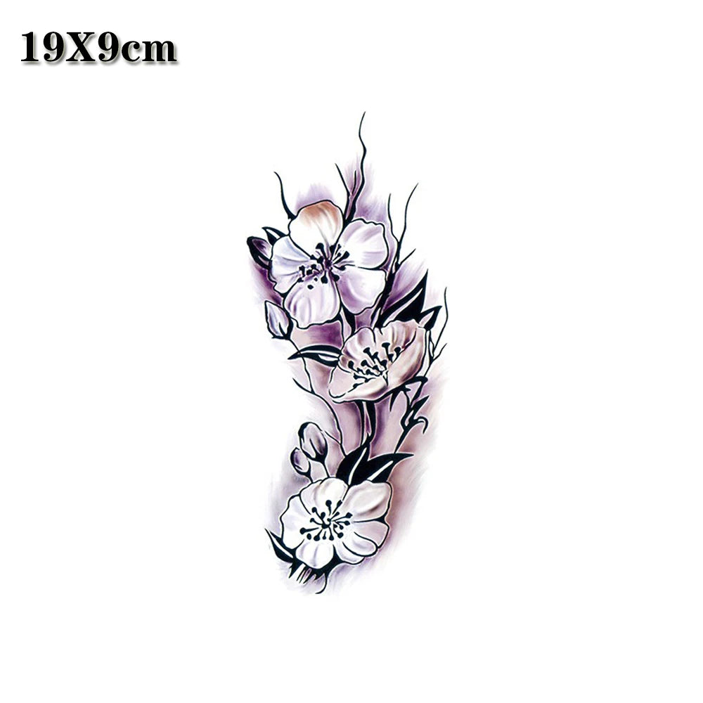 Colorful Rose Lily Peony Butterfly Temporary Tattoo Sticker