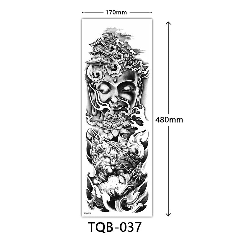 Inkly FullSleeveX – Skull Clock Tiger Wolf Arm Tattoo Set (40+ Designs)