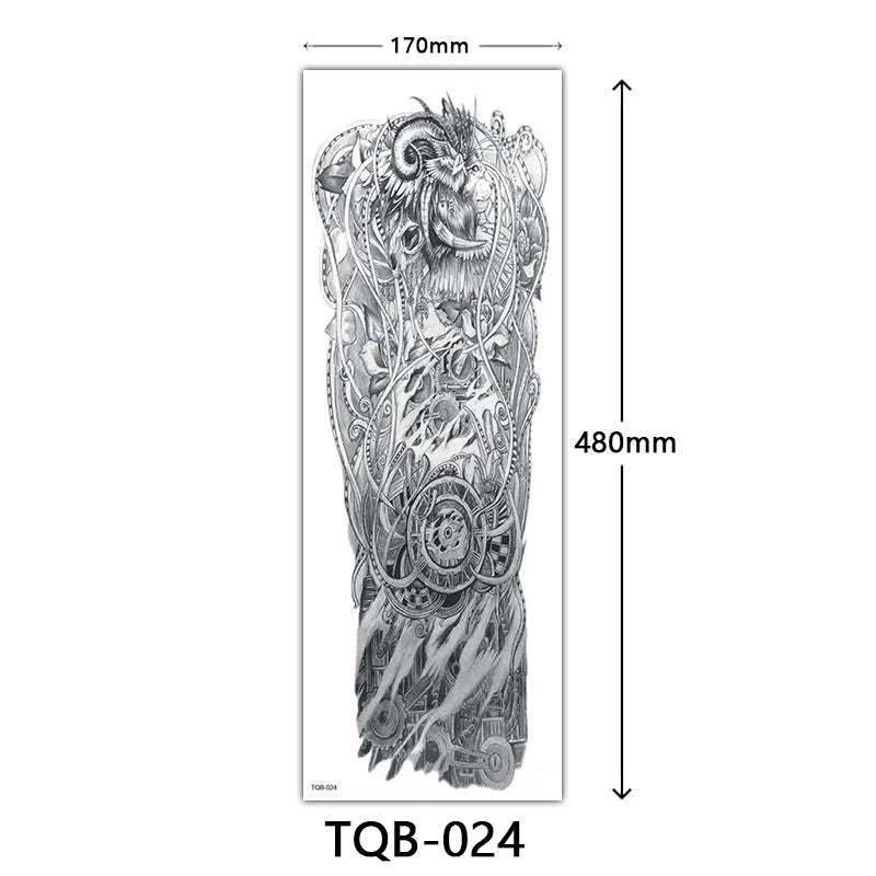 Inkly FullSleeveX – Skull Clock Tiger Wolf Arm Tattoo Set (40+ Designs)