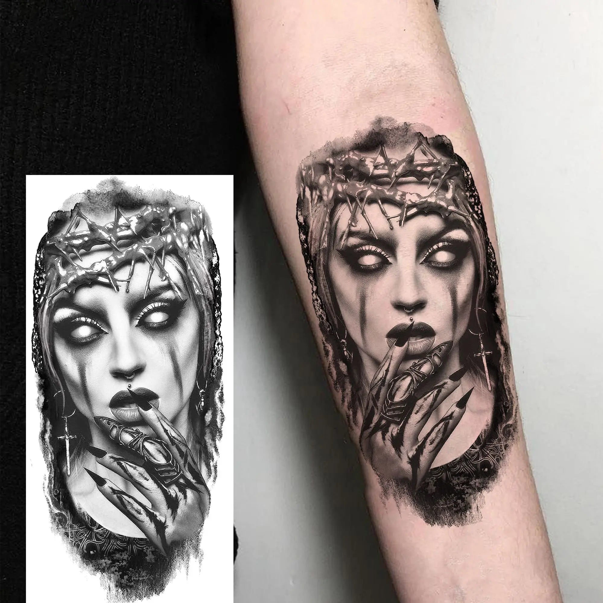 Grim Reaper Skull Pirate Temporary Tattoo – Halloween Fake Tattoo Sticker (1 Sheet)