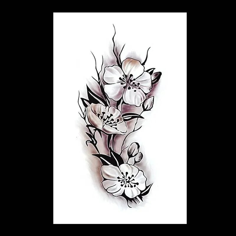 Plum Blossom Tattoo Set – 5 Sheets Waterproof Color Sketch Temporary Stickers for Women