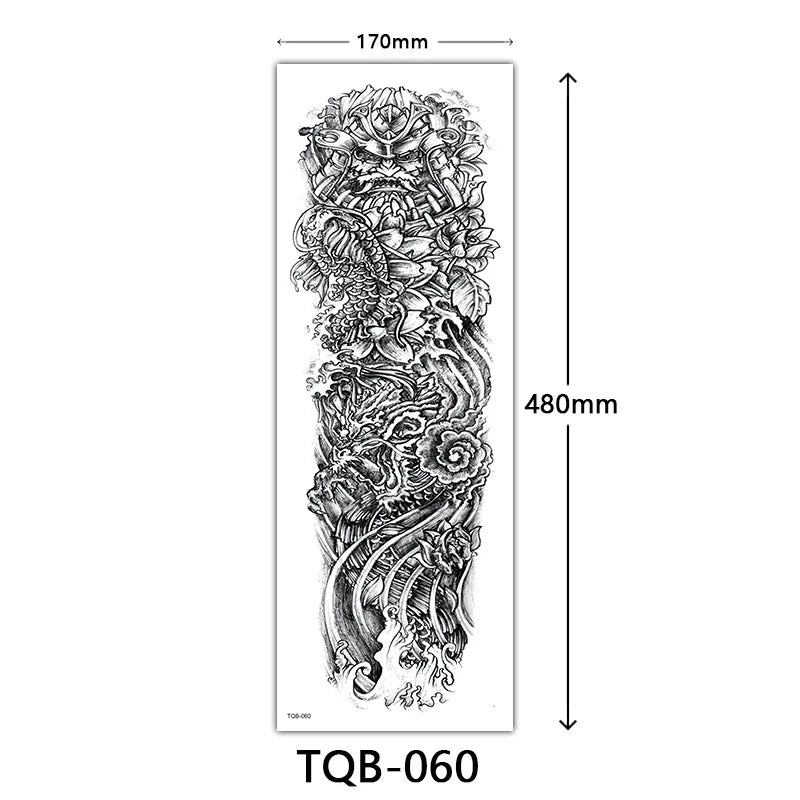 Inkly FullSleeveX – Skull Clock Tiger Wolf Arm Tattoo Set (40+ Designs)