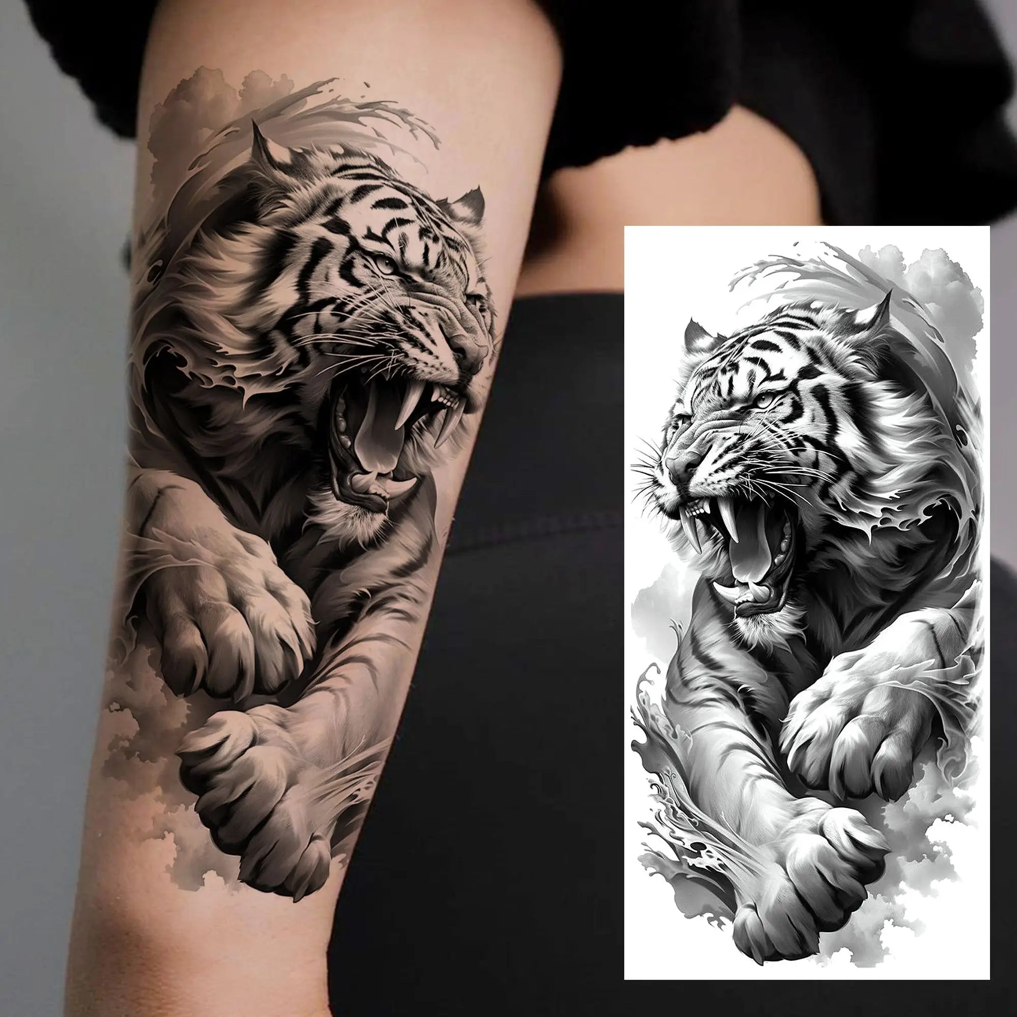 1 Sheet Realistic Beast Tattoo Stickers – Bear, Tiger, Wolf, Owl Waterproof Temporary Sleeve Tattoo for Arm and Leg