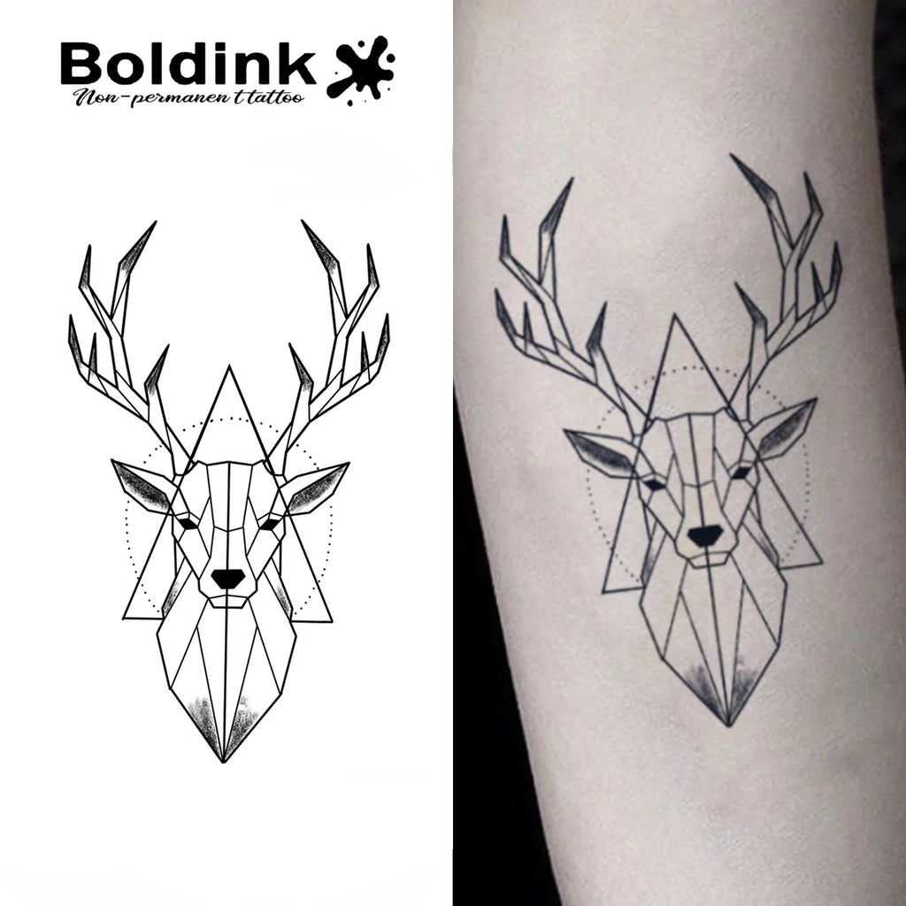 GeoStag – Geometric Deer Tattoo (1 Sheet)