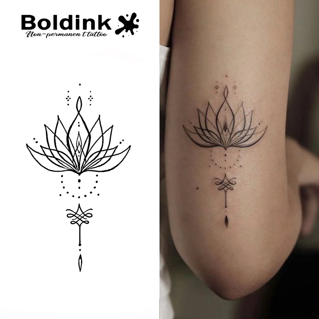 Lotus Mandala – Minimalist Temporary Tattoo (1PC)