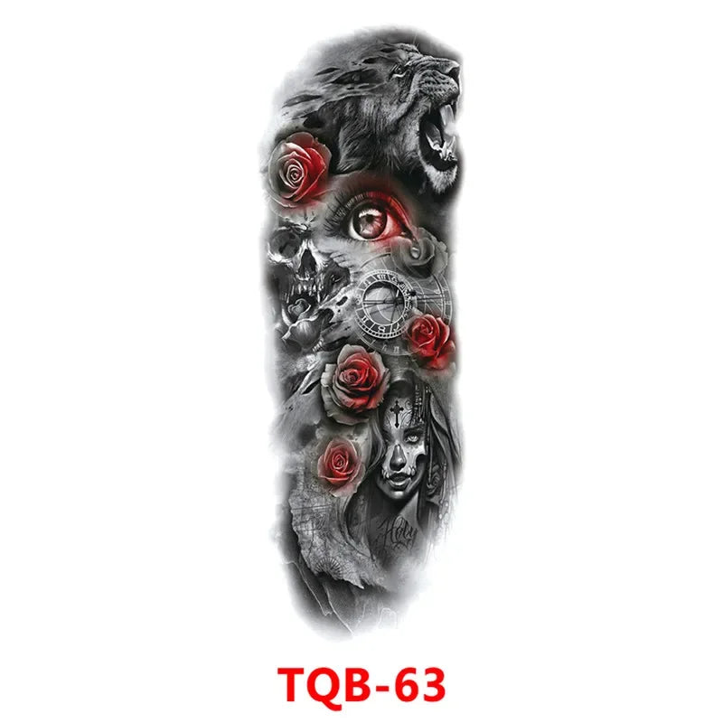Full Arm Skull Tattoo Sticker – Waterproof 15-Day Semi-Permanent Tattoo for Men & Women